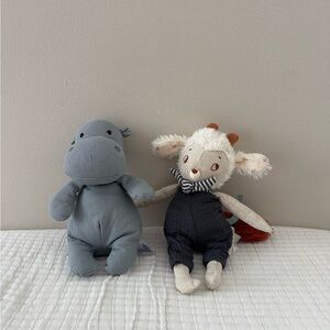 Moulin Roty Nursery Animals Loveys Sheep Hippo Doll Toy Decor Small ADORABLE